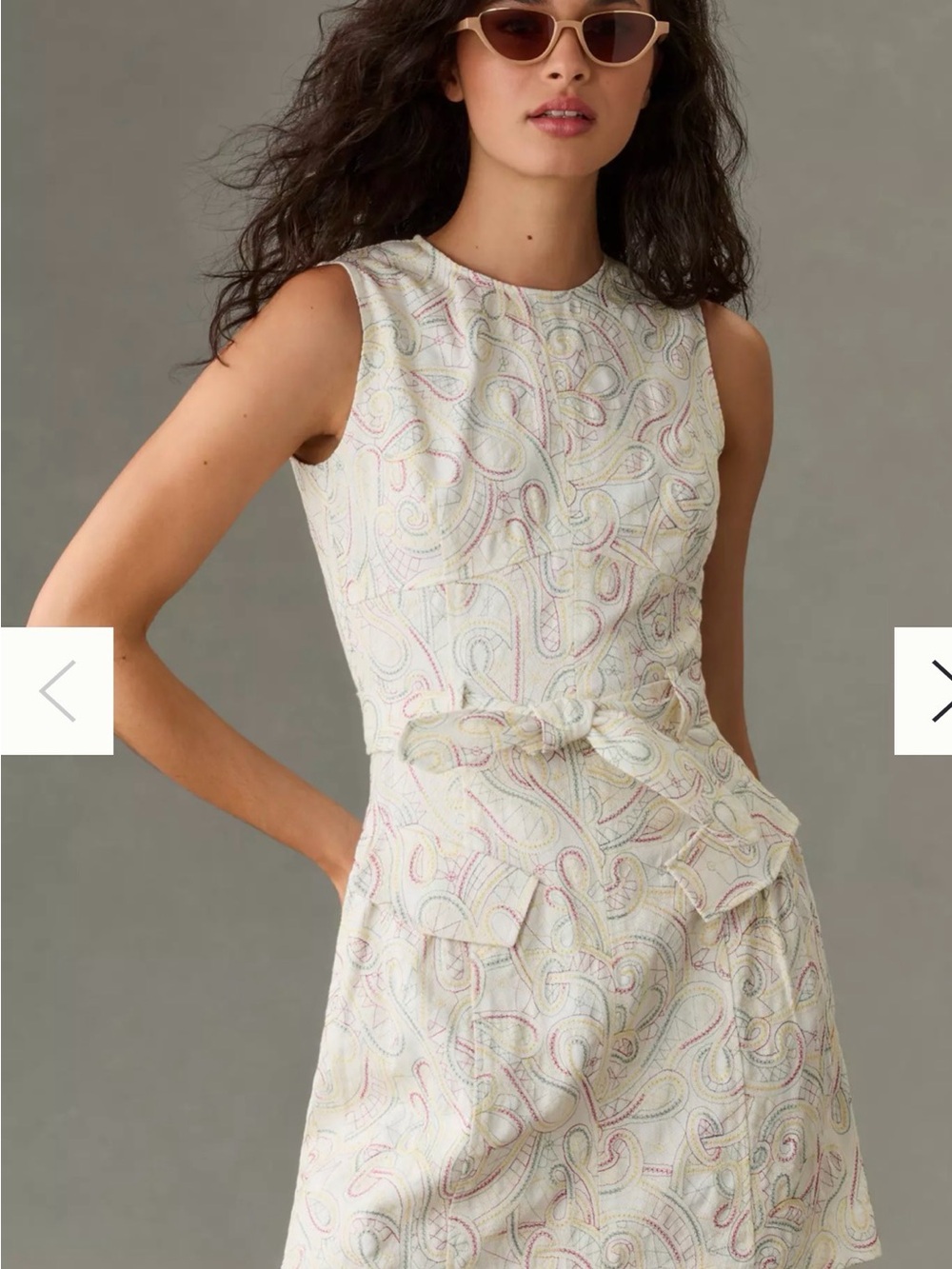 Shoshanna Embroidered Paisley Belted Mini Dress Size 12 Cottagecore Coastal New - Picture 1 of 7